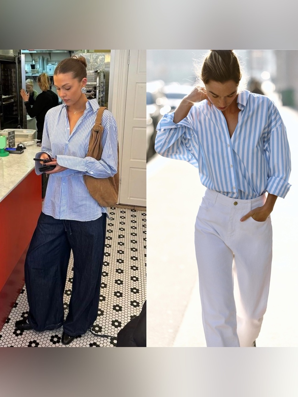 Who what wear Classic Blue-White Stripe Shirt